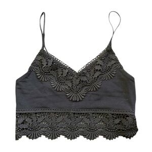 Topshop black crop top bralette side zip lace size 4 small